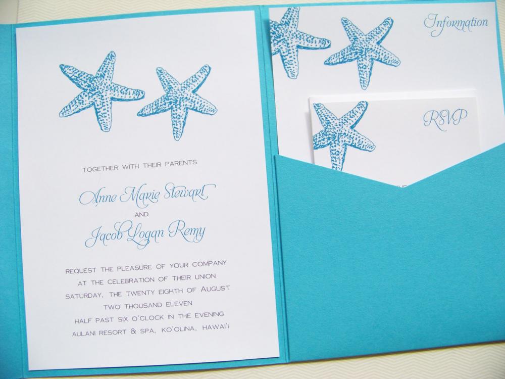 Pocketfold Wedding Invitations - By The Sea Signature Pocketfold Invitation Suite