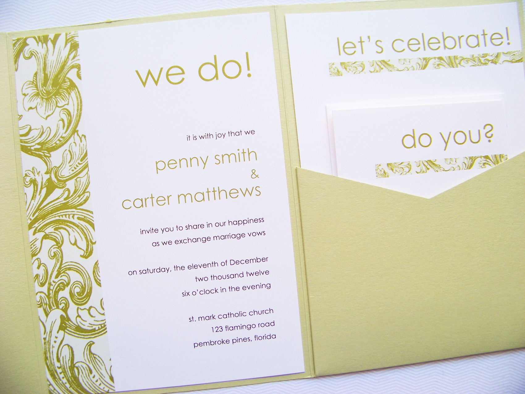 Pocketfold Wedding Invitations Modern Baroque Signature Pocketfold